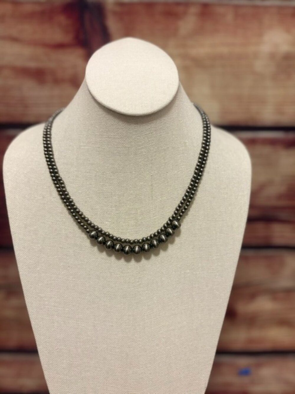 ISAC 16" Polished Silver Tone Bead 2 Strand Western Necklace 5" Extender NWT